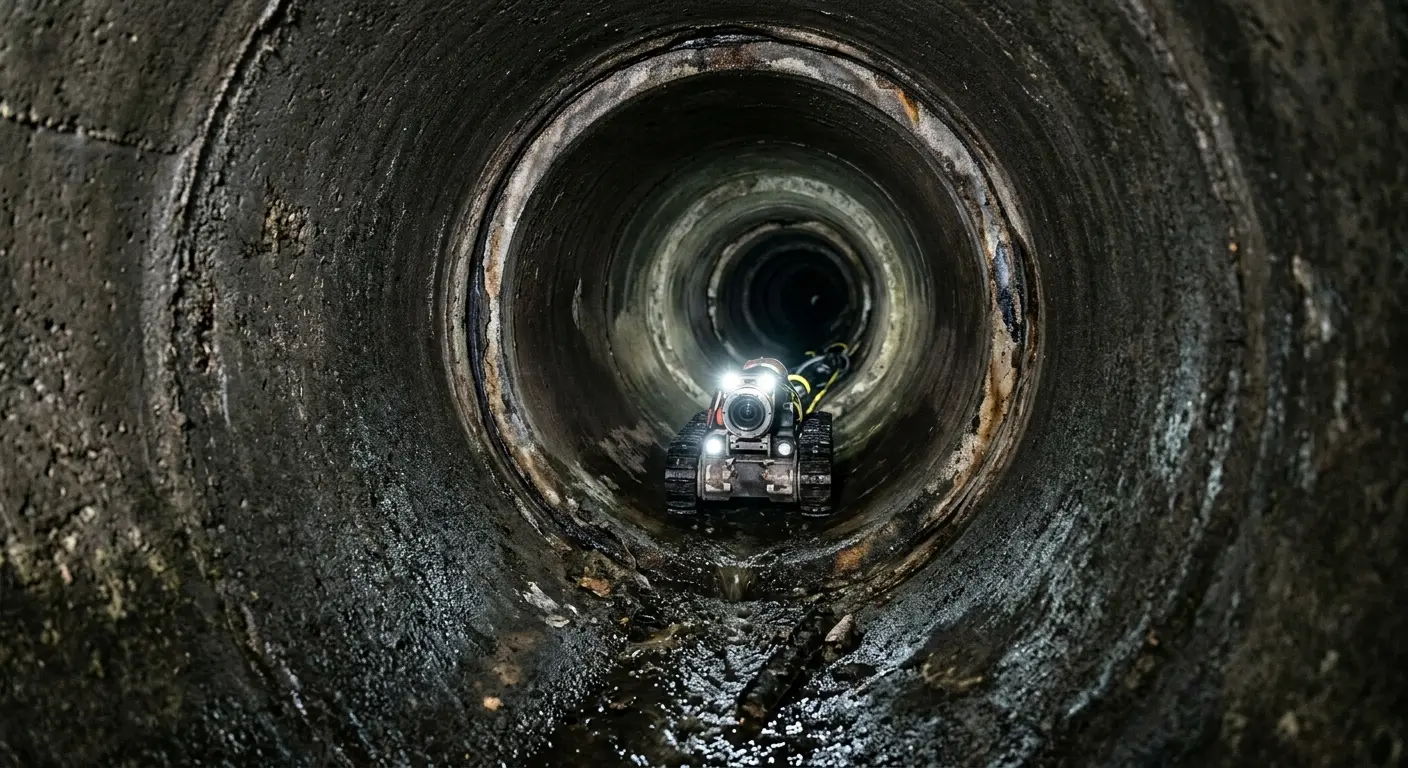Robotic sewer camera inspecting pipe interior for Drain Snake Service in Angola
